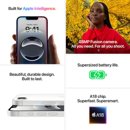 Apple - iPhone 16e 128GB - Apple Intelligence (Unlocked) - White