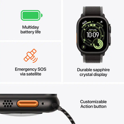 Apple Watch Ultra 3 (GPS+Cellular) 49mm Titanium Case with Black Ocean Band - Black