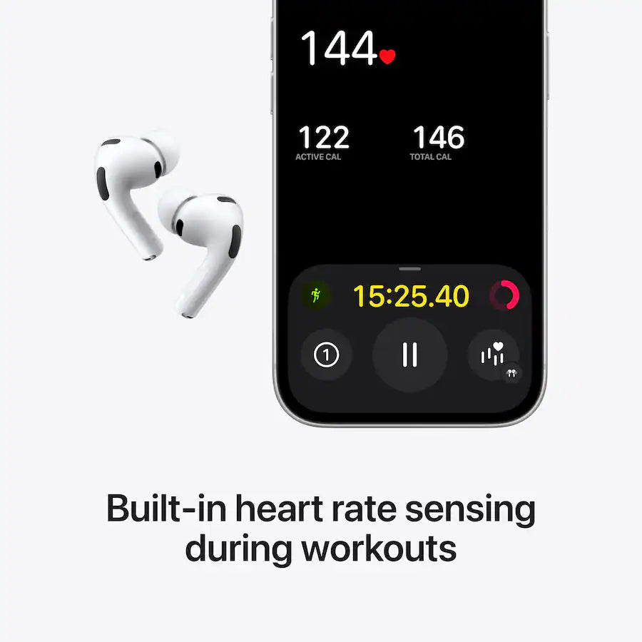 Apple - AirPods Pro 3, Wireless Active Noise Cancelling Earbuds with Heart Rate Sensing Feature - White