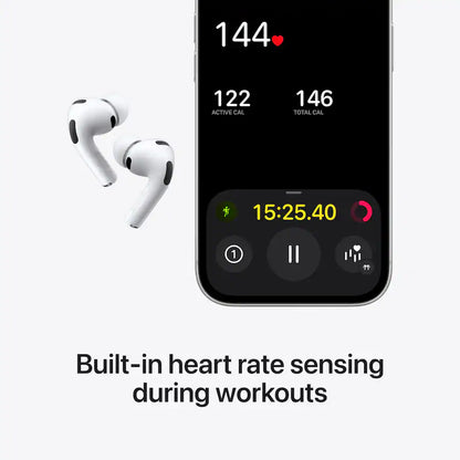 Apple - AirPods Pro 3, Wireless Active Noise Cancelling Earbuds with Heart Rate Sensing Feature - White